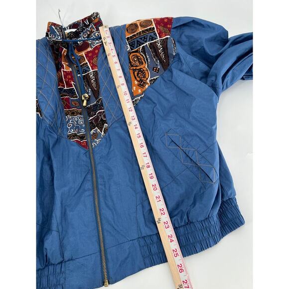 Rivers Edge Sport Vintage Jacket Womens Large Retro Blue Patchwork Quilted Zip - Picture 13 of 14